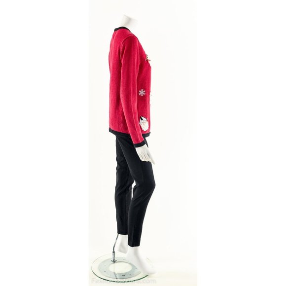 Santa Applique Ugly Christmas Cardigan Sweater - Picture 4 of 9